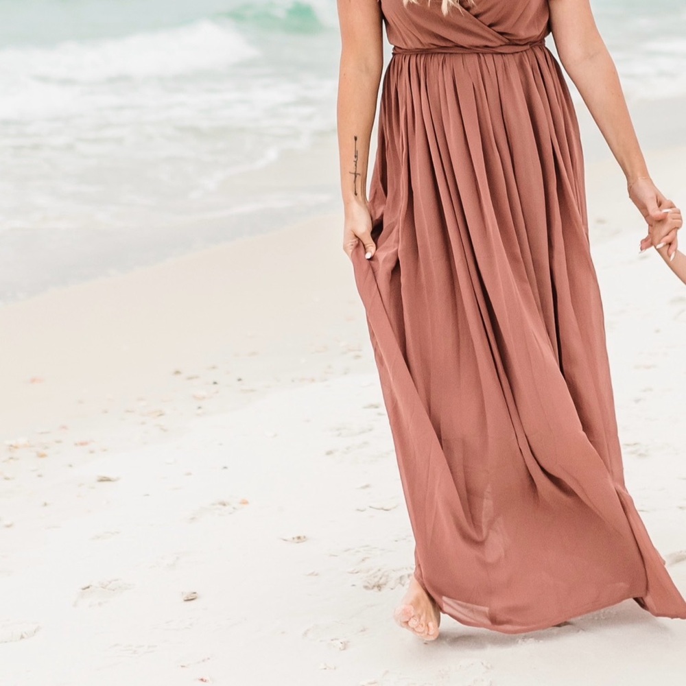 Baltic Born Women’s Maxi Dress - Rust Brown Flowing Skirt - Picture 2 of 7